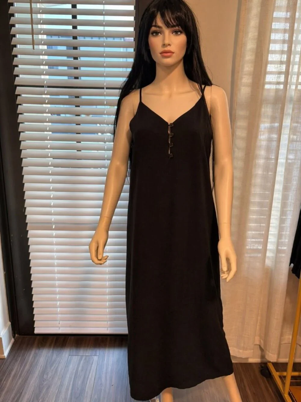 MNG Black Slip Midi Dress – Minimal Chic - Picture 3 of 8